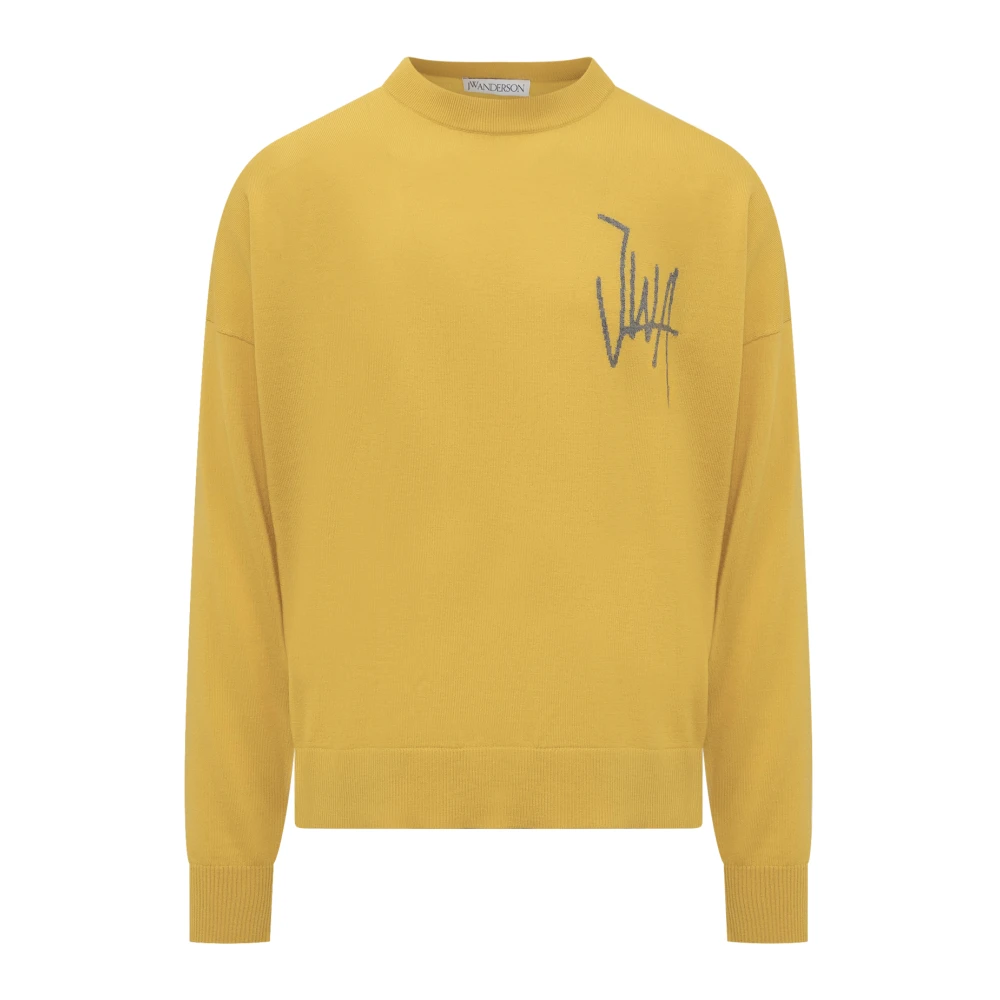 JW Anderson Jacquard Crewneck Sweater Yellow Heren