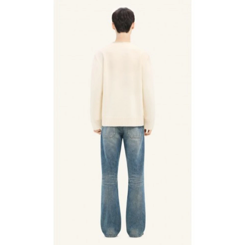 Courrèges V-hals wollen trui met rits Beige Heren