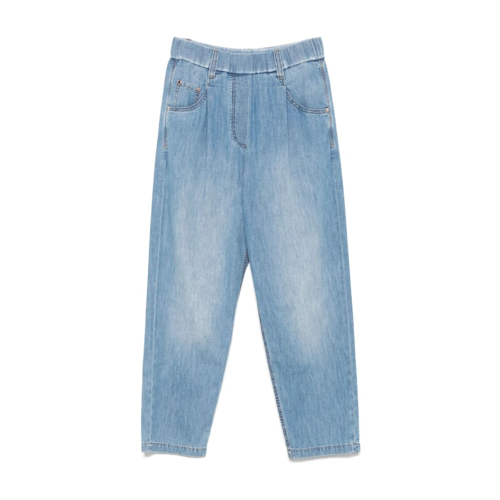 Brunello Cucinelli Women's Blue Loose Fit Jeans, M, Five-Pocket Jeans