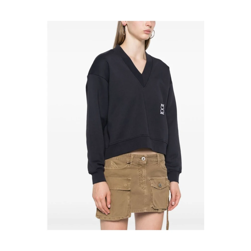 pinko Navy Blue V-Neck Sweatshirt Blue Dames