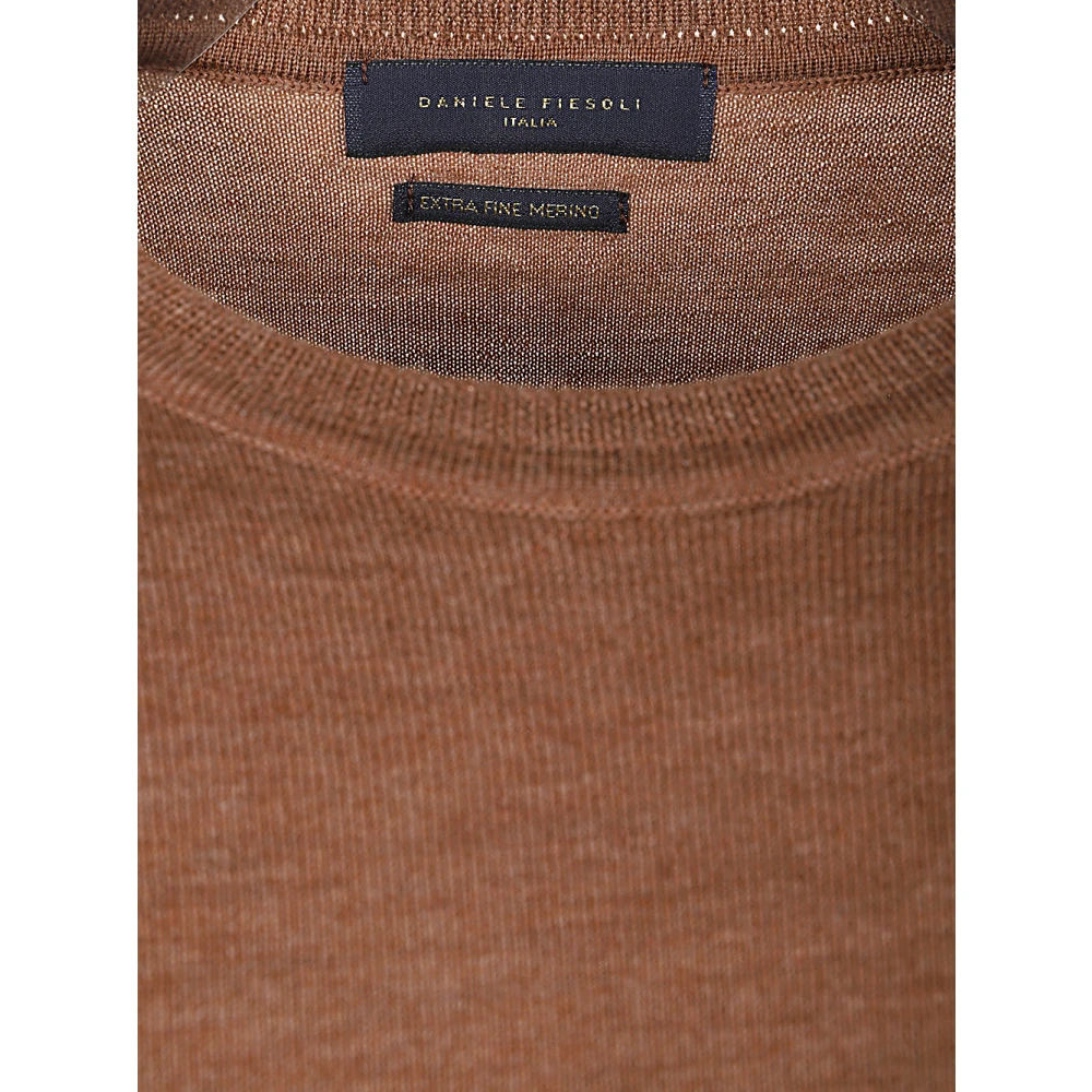 Daniele Fiesoli Merino Wol Ronde Hals Trui Brown Heren