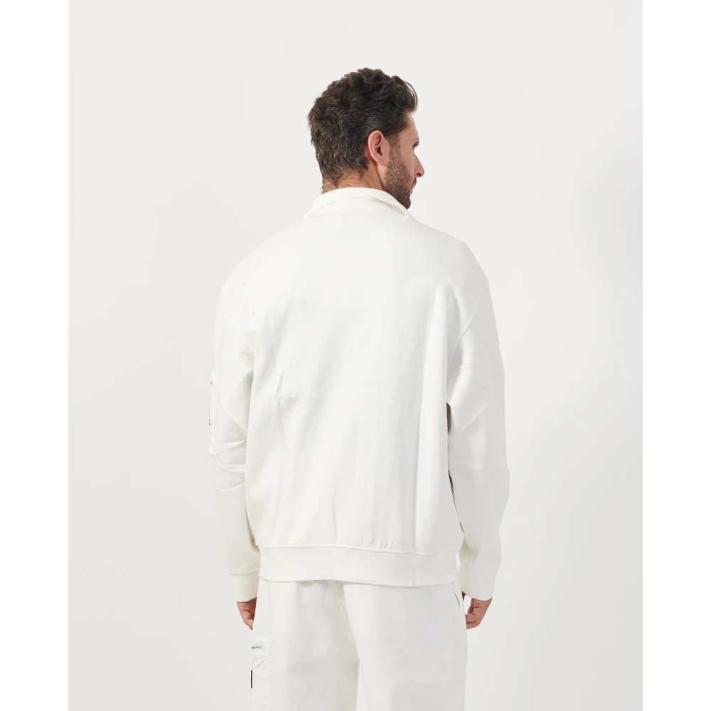 Armani Exchange Witte Zip Sweater Scuba Stijl White Heren
