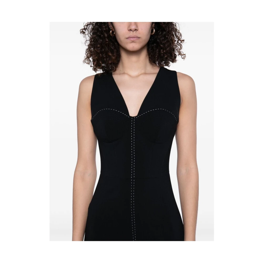 Elisabetta Franchi Zwarte Jurk met Split en Riem Black Dames
