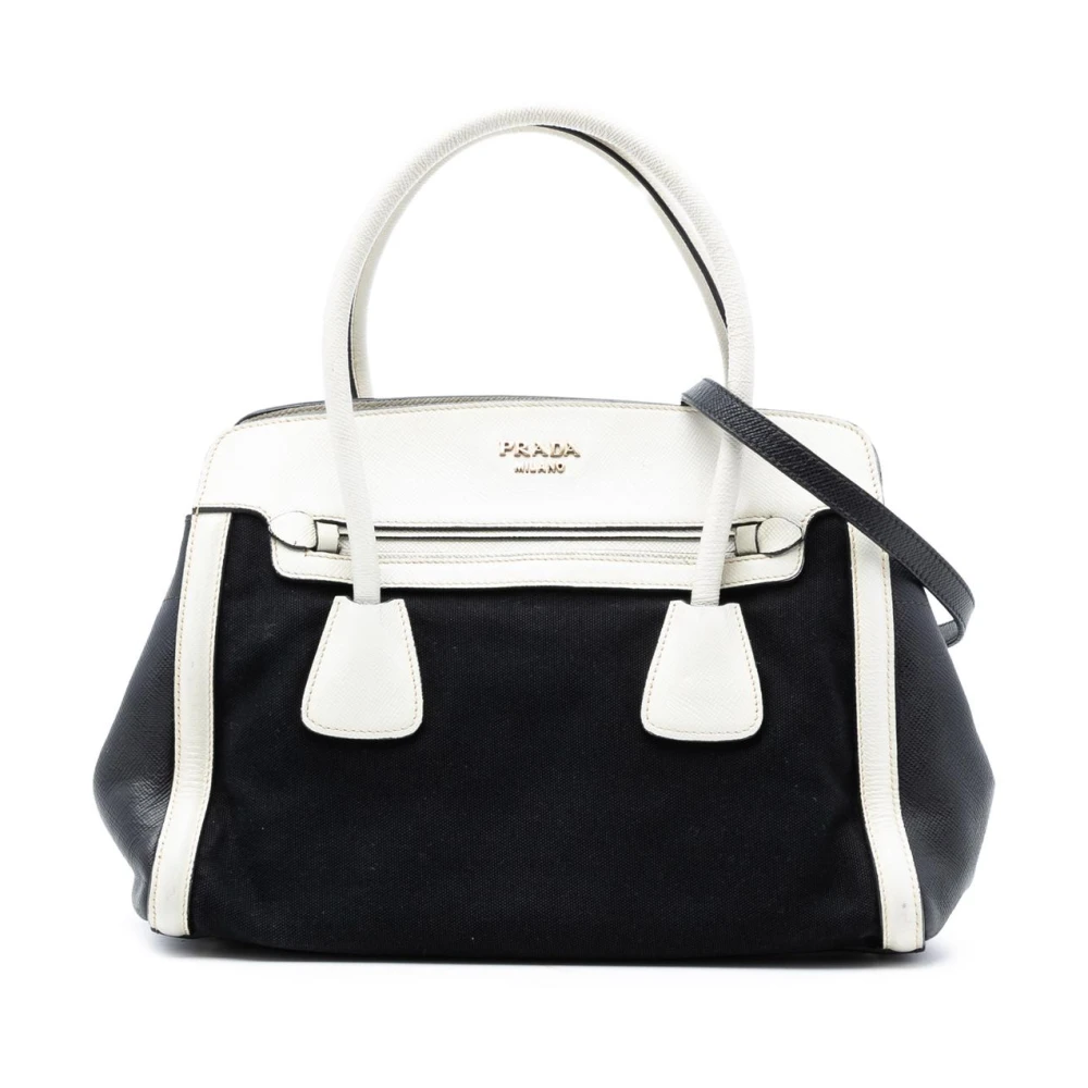 Prada Vintage Women's Black Pre-Owned Structured Satchel