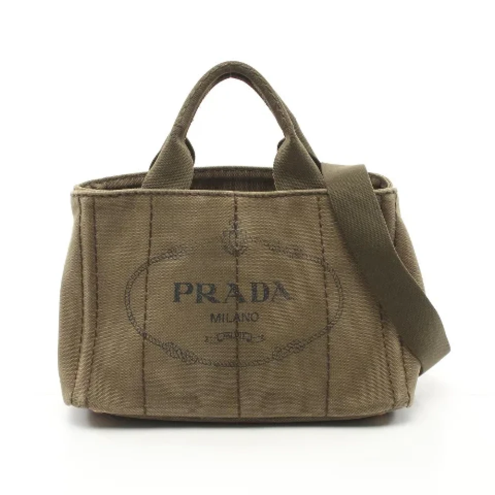 Prada Vintage Pre-owned Canvas prada-bags Green Dames