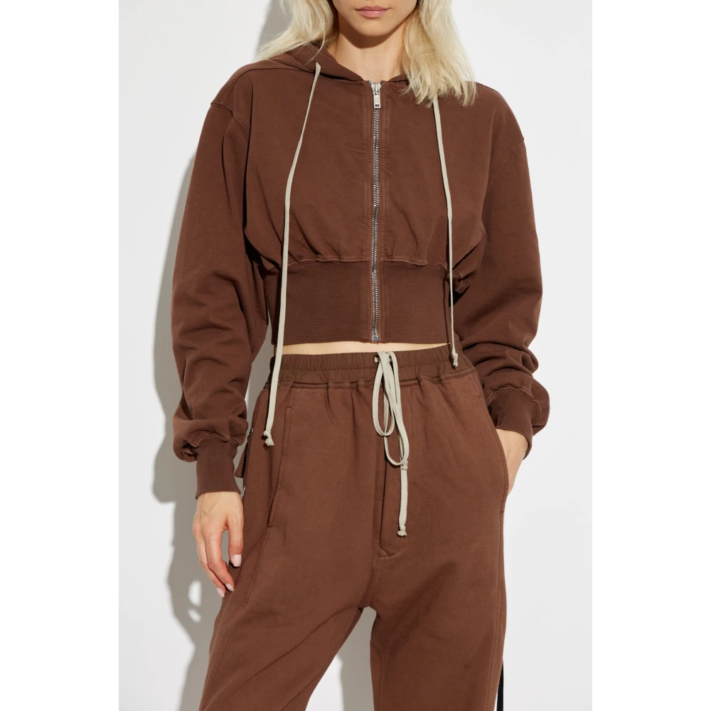 Rick Owens Short Sweatshirt Tatlin Brown Dames