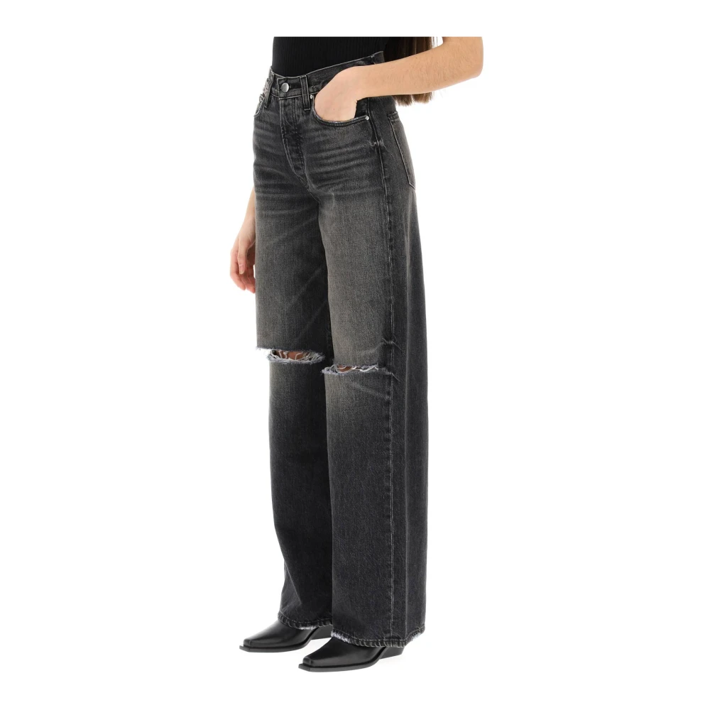 Amiri Gescheurde jeans met wijde pijpen Black Dames