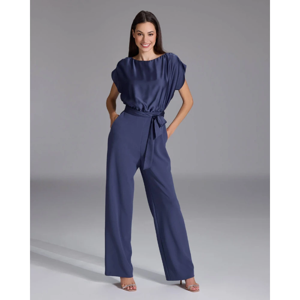 Swing Jumpsuit Jurk Materiaal Mix Blue Dames