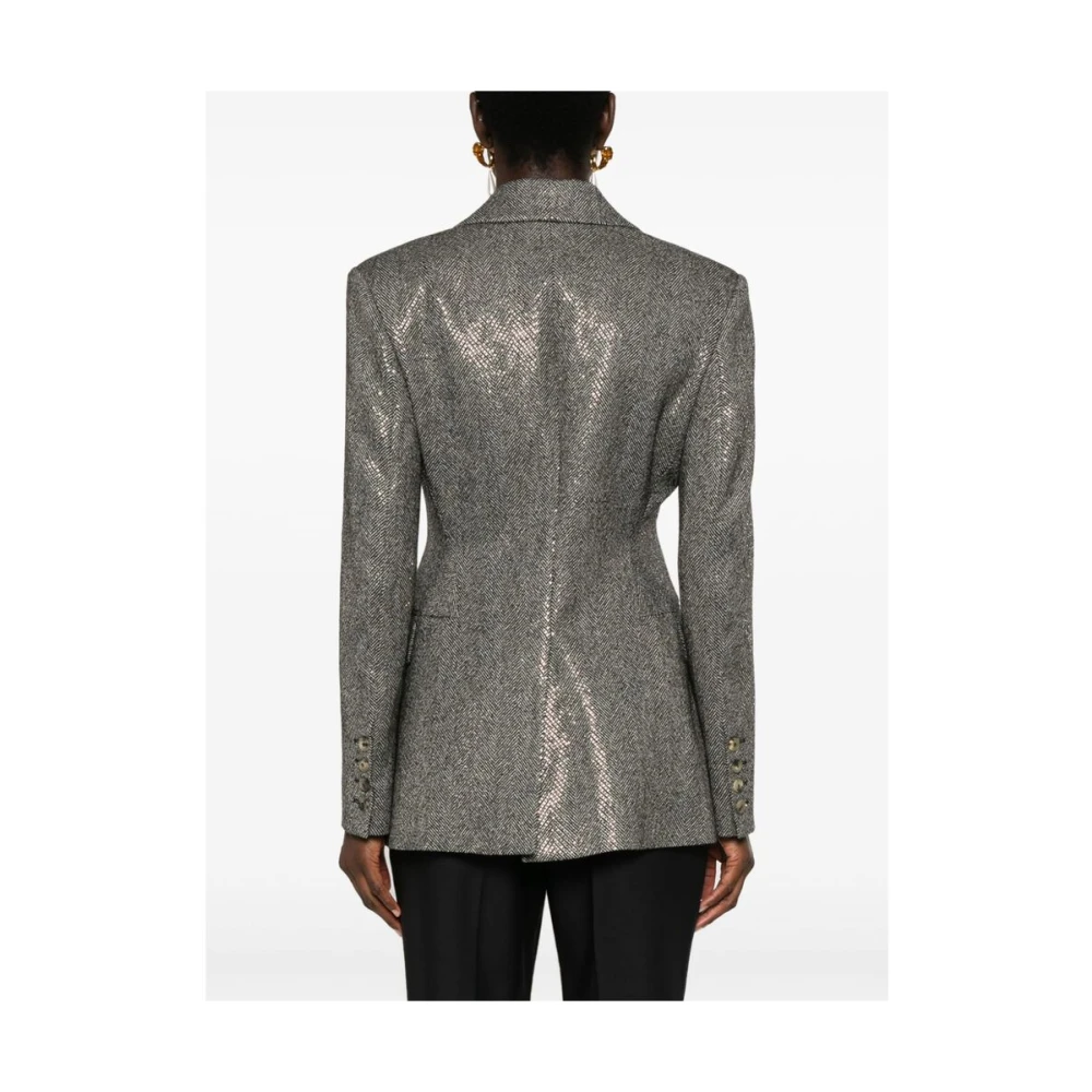 Ermanno Scervino Herringbone Rhinestone Embellished Jacket Gray Dames