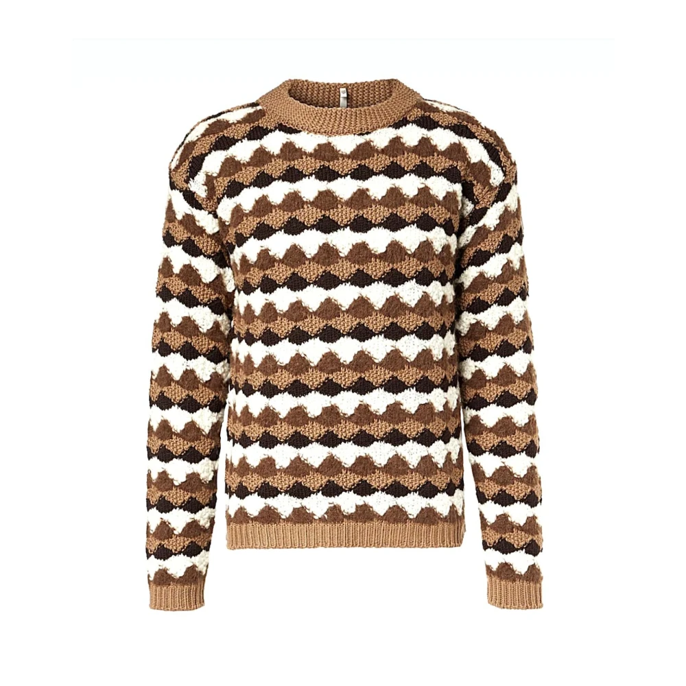 Moncler Men's Brown Maglia - Round-Neck Knitwear - L - Knitwear