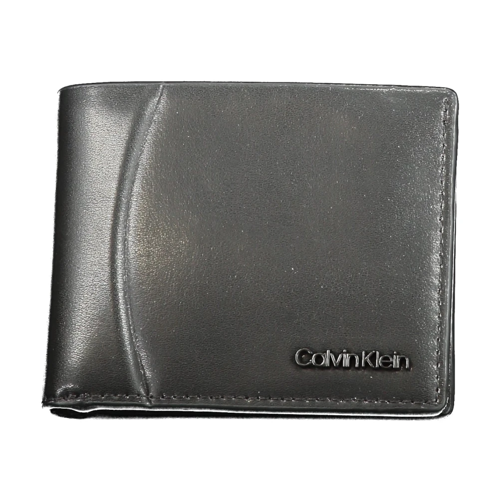 Calvin Klein Zwarte Leren Portemonnee met Clipsluiting Black Heren