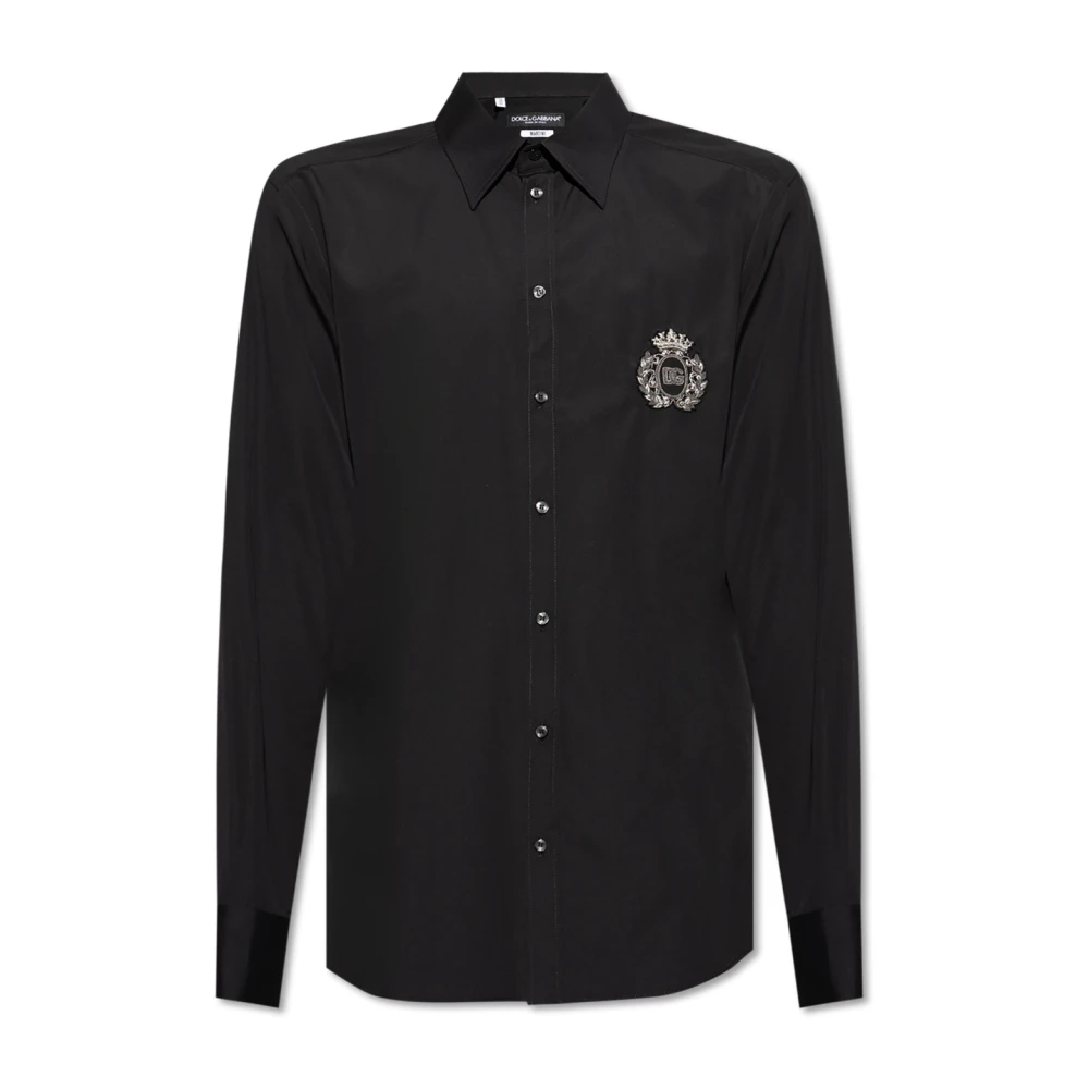 Dolce & Gabbana Men's Black Cotton Shirt With Appliqué