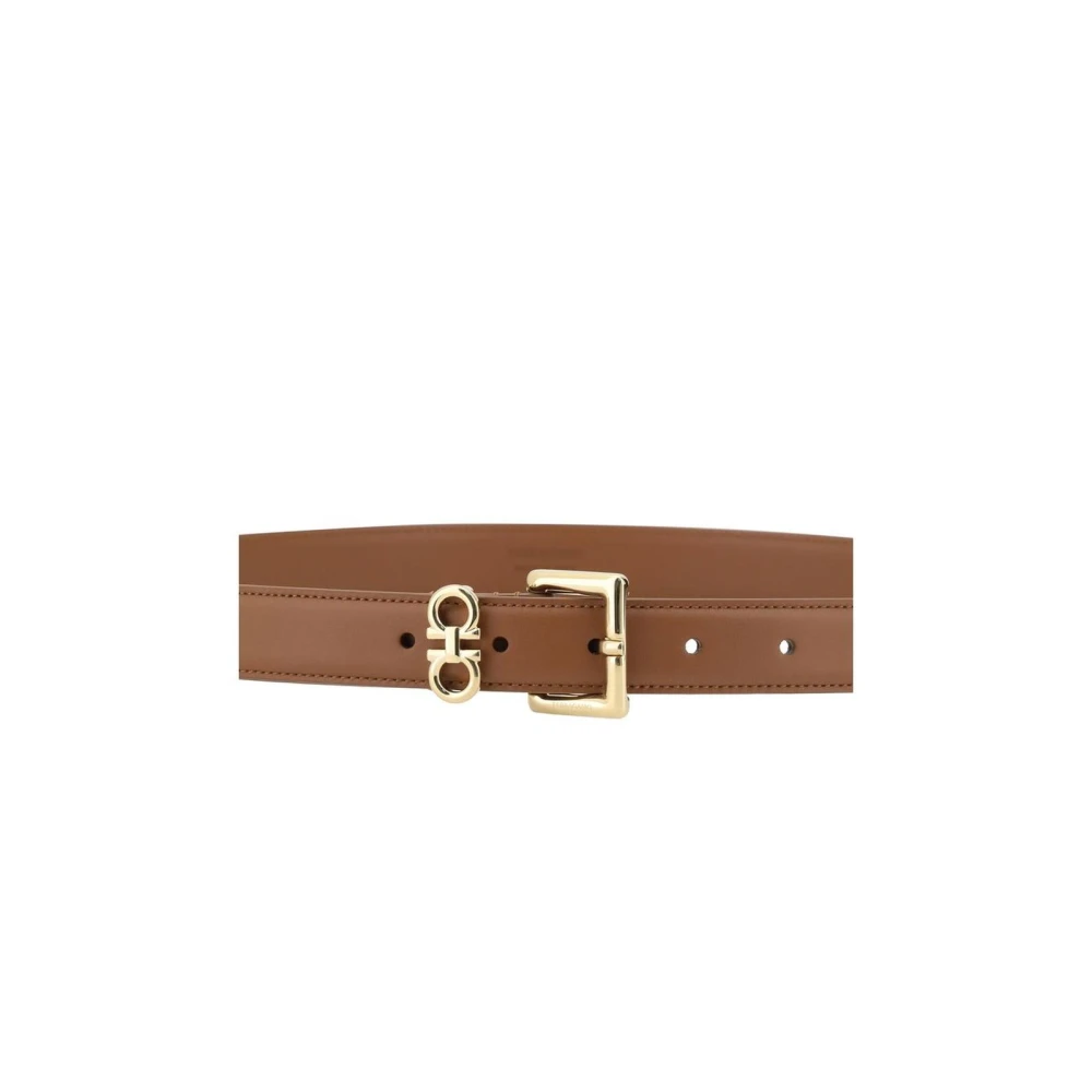 Salvatore Ferragamo Stijlvolle Gancini Leren Riem Brown Dames