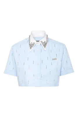 Poplin Cropped Shirt SS Strass
