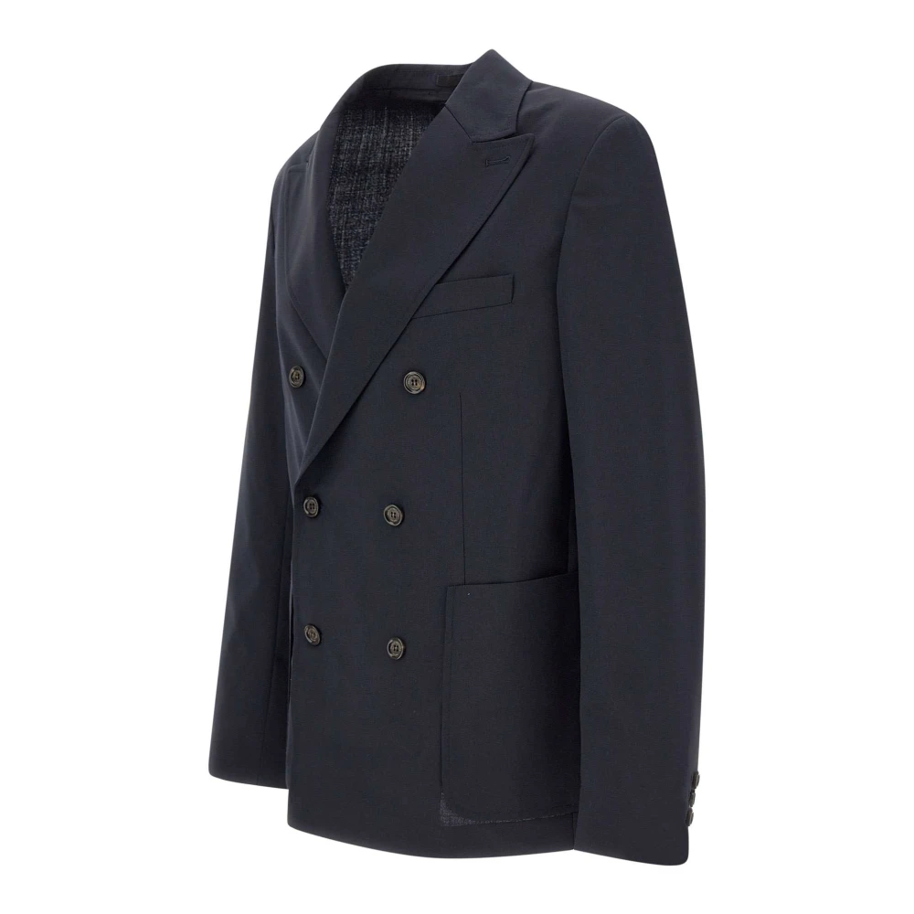 Paolo Pecora Middernachtblauwe Wollen Blazer Blue Heren