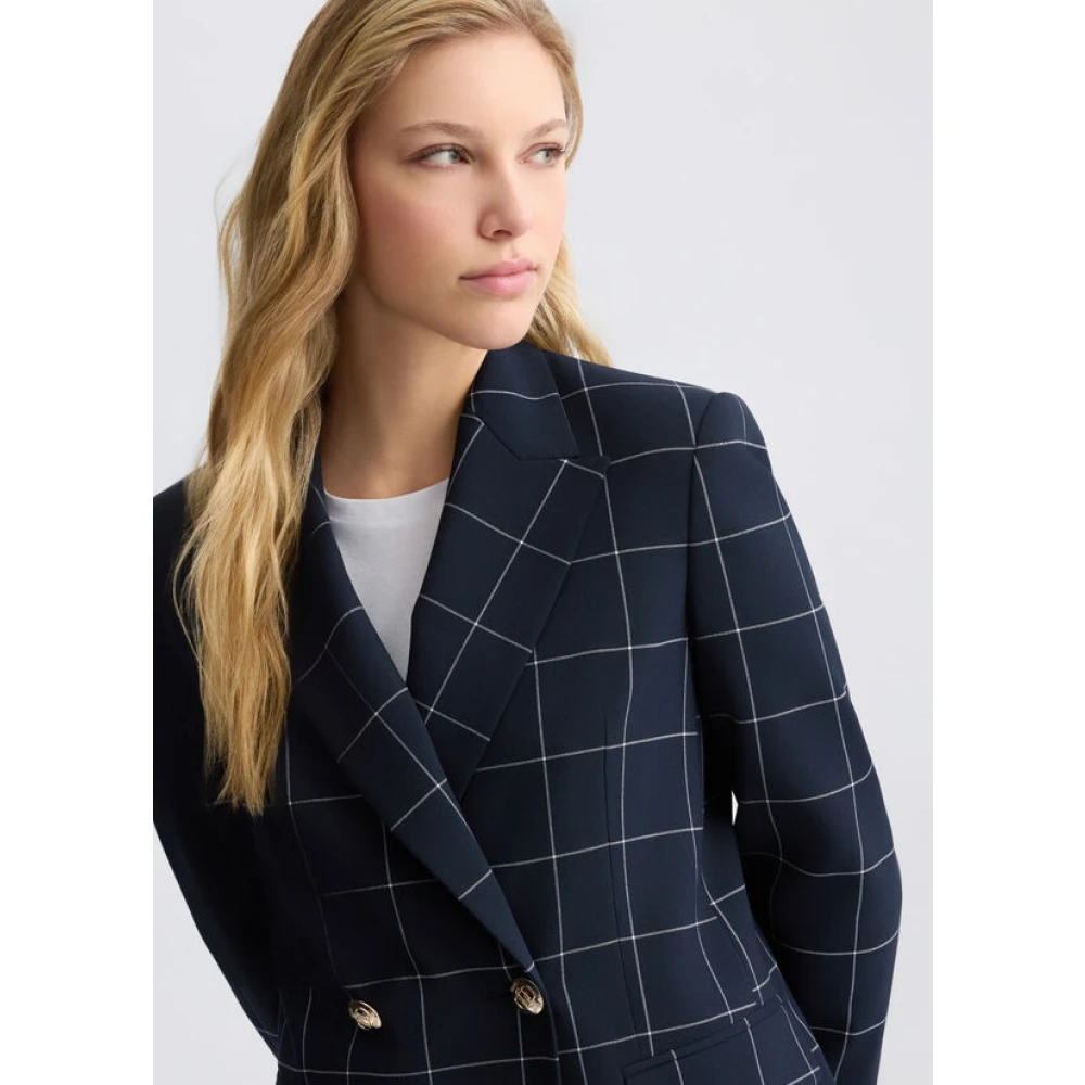 Liu Jo Geruite blazer voor werk en evenementen Blue Dames
