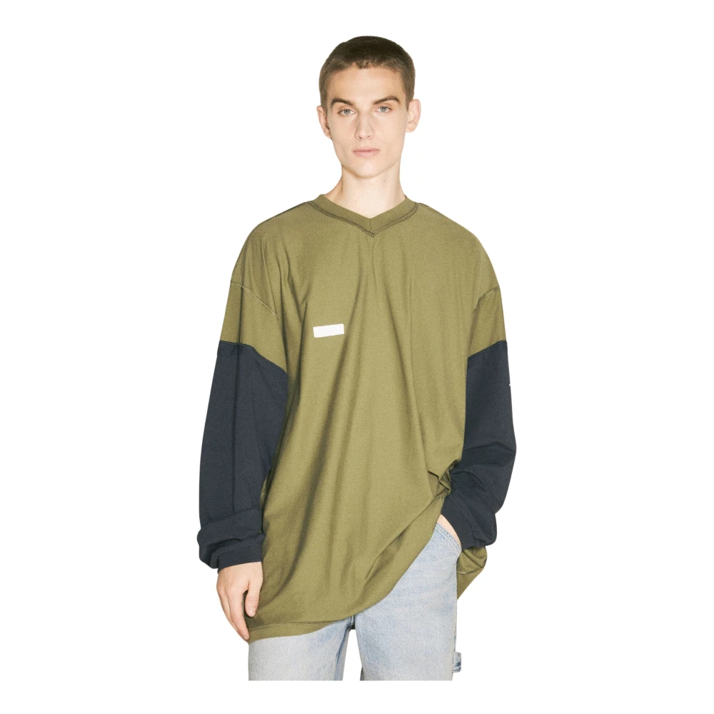 Vetements Haai Inside-Out T-shirt Katoenen Jersey Green Heren