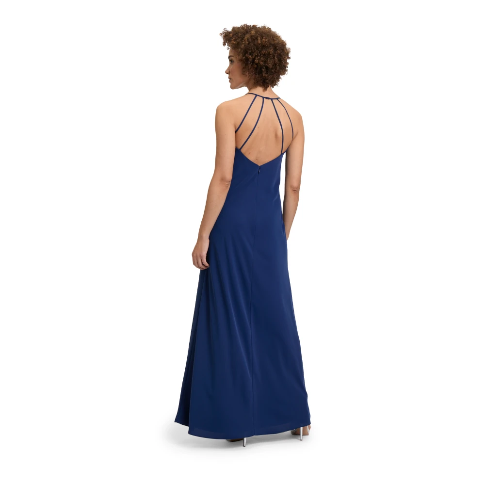 Vera Mont Elegante Avondjurk met Watervalhalslijn Blue Dames
