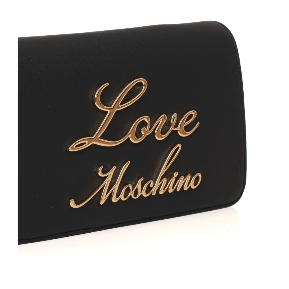 Love Moschino Schoudertas met Metalen Ketting en Zakken Black Dames