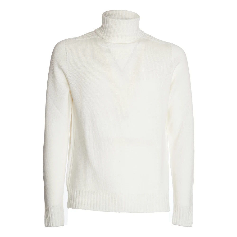 Dondup Witte Gebreide Coltrui Sweater Aw24 White Heren