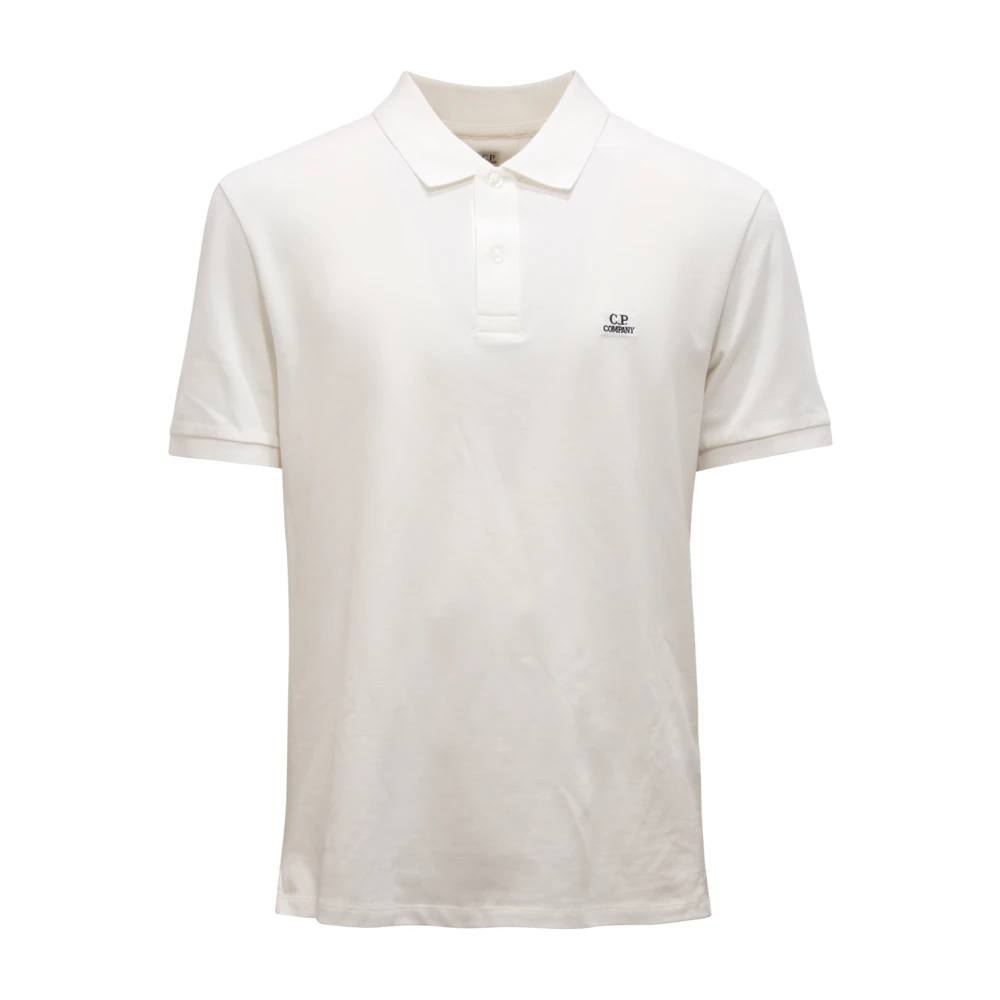 C.p. Company Men's White Polo Shirts, 2XL, Stretch Piquet Short Sleeve Polo