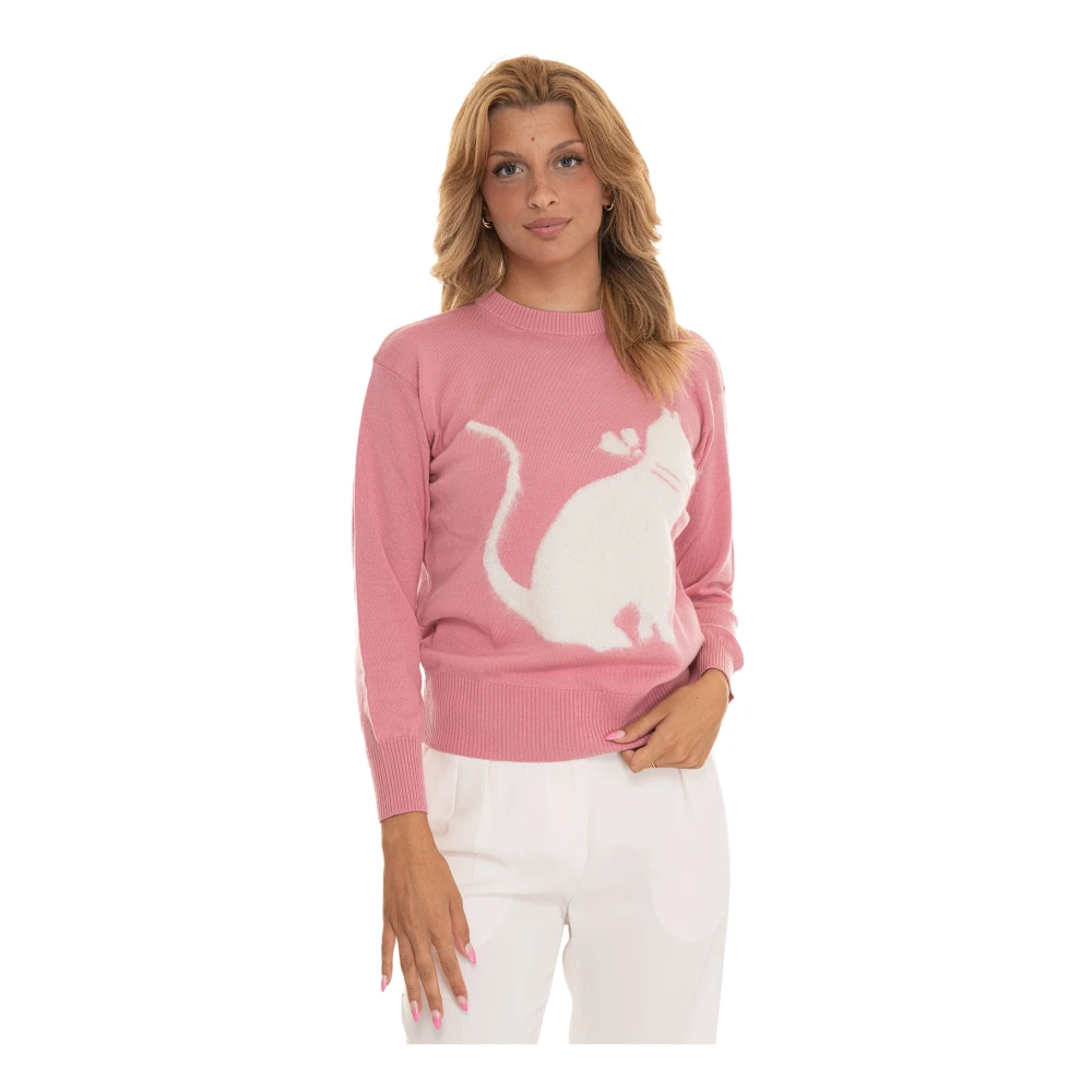 Max Mara Studio Comfortabele Gebreide Trui voor Vrouwen Pink Dames