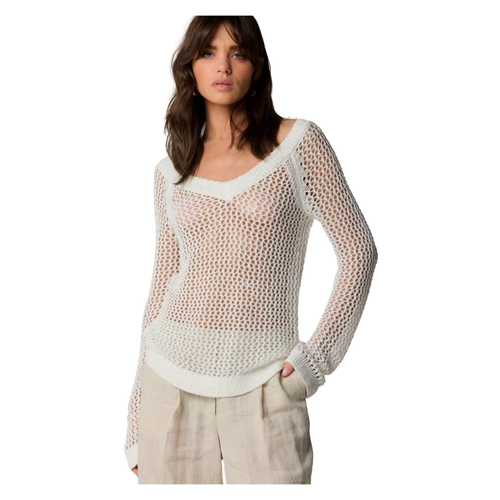 Kocca Gebreide top met perforaties White Dames