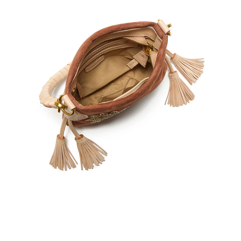 Maliparmi Kleine Leren & Raffia Schoudertas Orange Dames