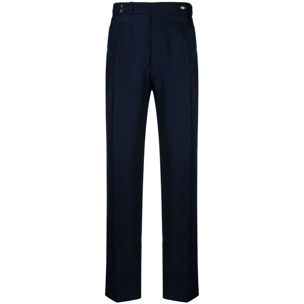 Tagliatore Navy Blauwe Linnen Broek Blue Heren