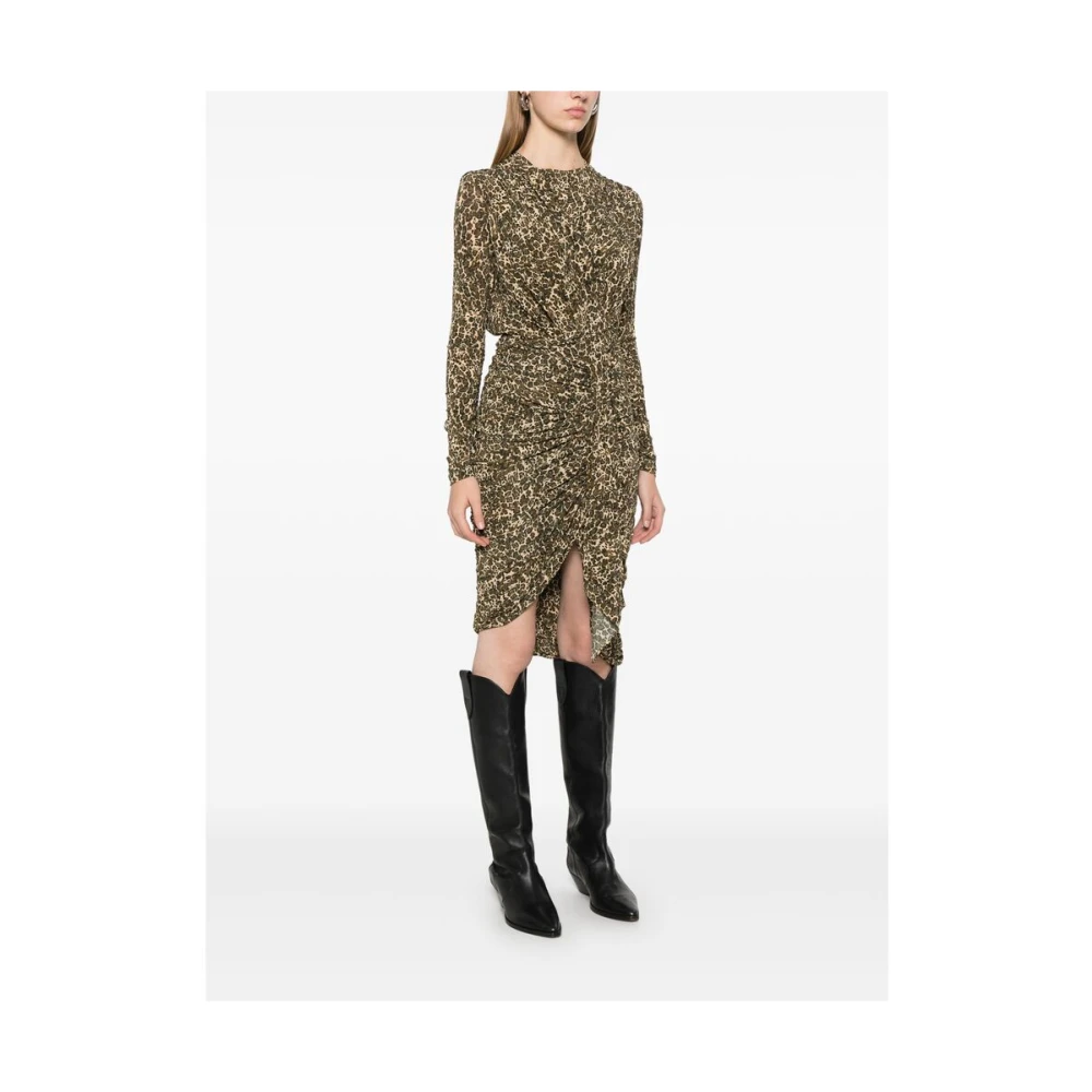 Isabel marant Luipaardprint Gedrapeerde Jurk Brown Dames