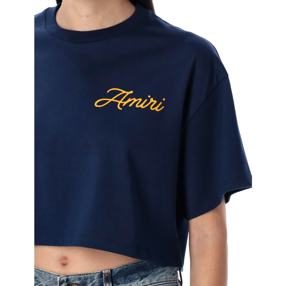 Amiri Midnight Blue Grafische Print Tee Blue Dames