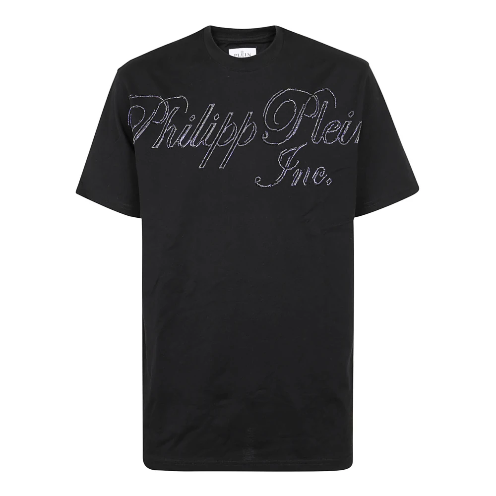 Philipp Plein Kristal Ronde Hals T-shirt Zwart Black Heren