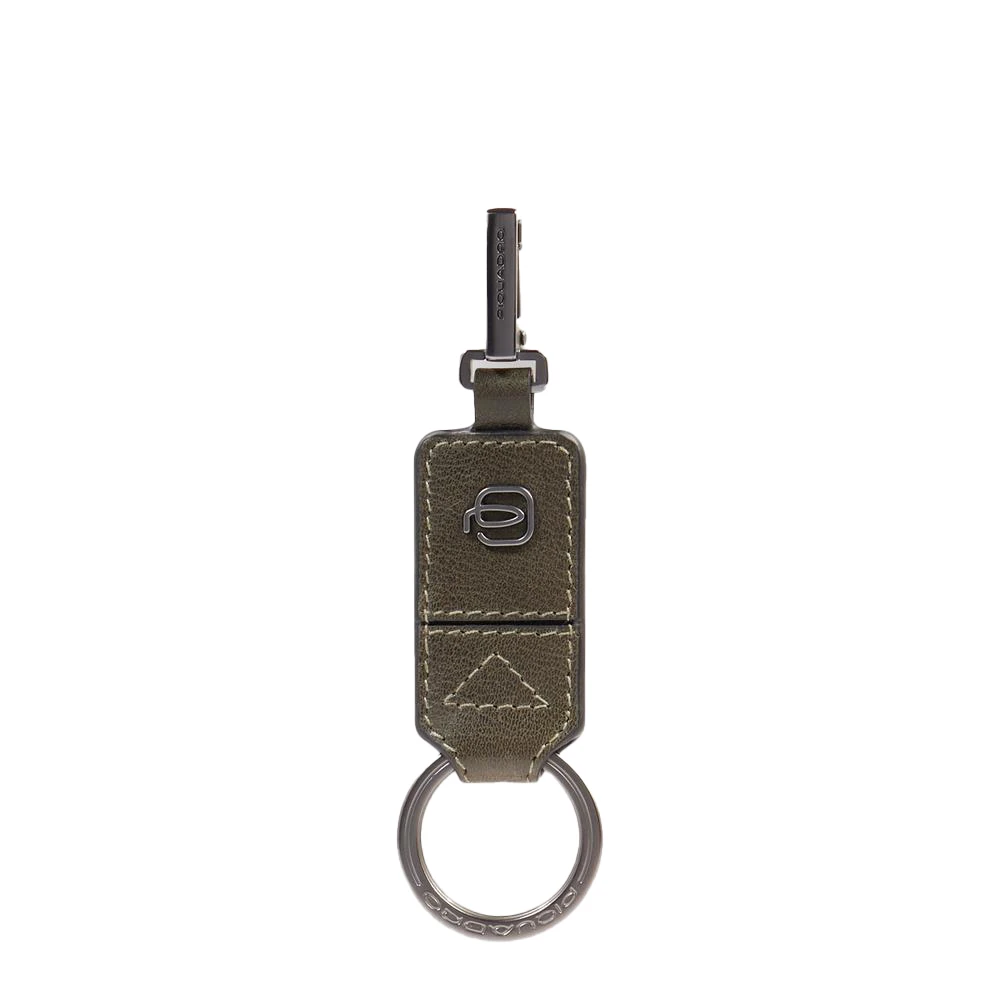 Piquadro Mannelijk Groente Accessoires Heren, Groen, One Size, Leather Men's Keychain