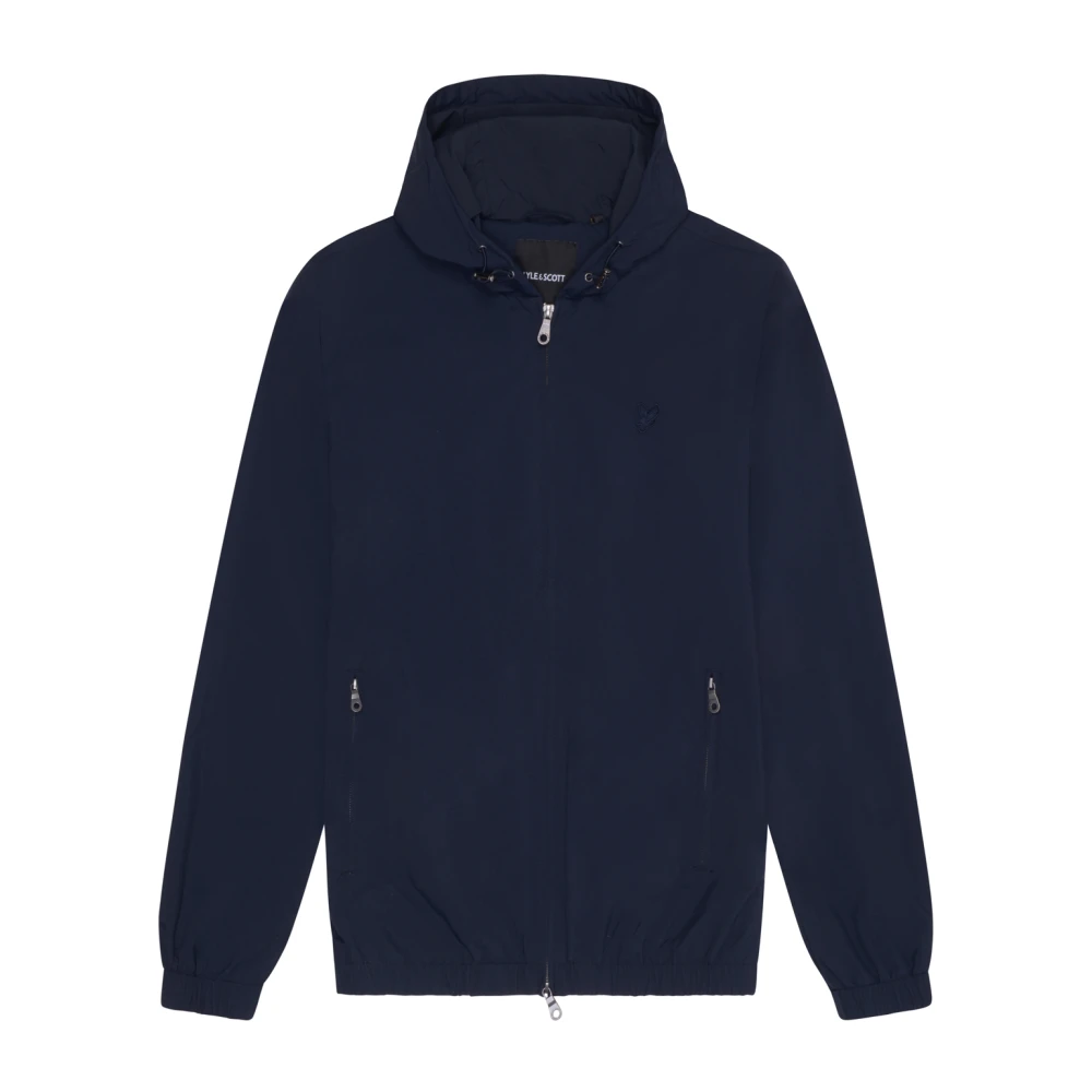 Lyle & Scott Jassen Tonal Eagle Hooded Bomber Jacket Blue Heren
