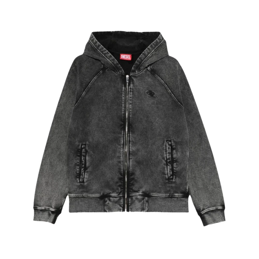Diesel Mannelijk Grijs Hoodies & Sweatvesten Heren, S, Katoen, Hoodie Met Ritssluiting