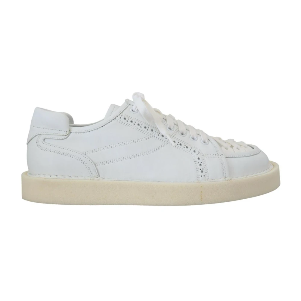 Dolce & Gabbana Witte Leren Lage Sneakers Heren Schoenen