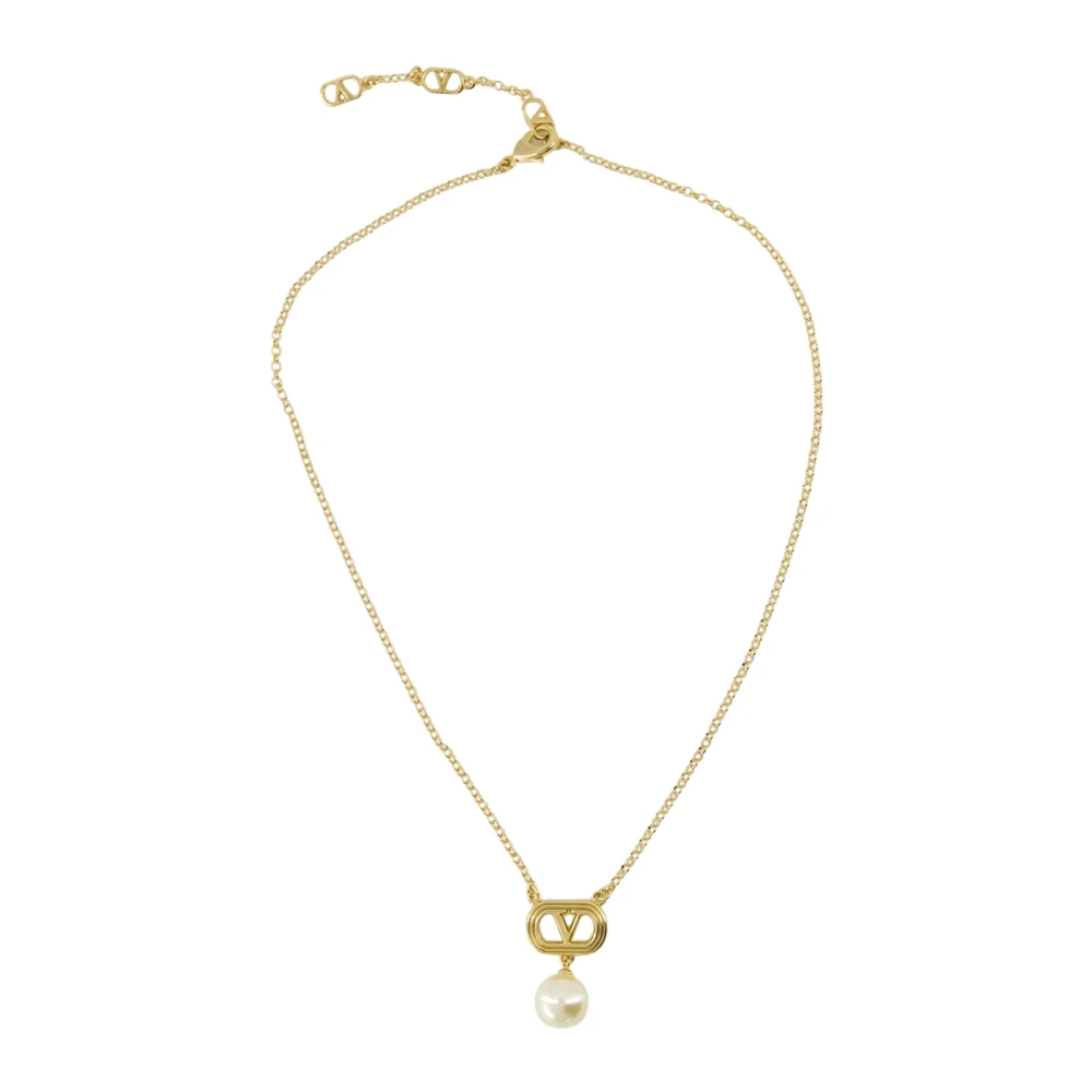 Valentino Garavani Women's Yellow Necklaces, One Size, Vlogo Pearl Necklace