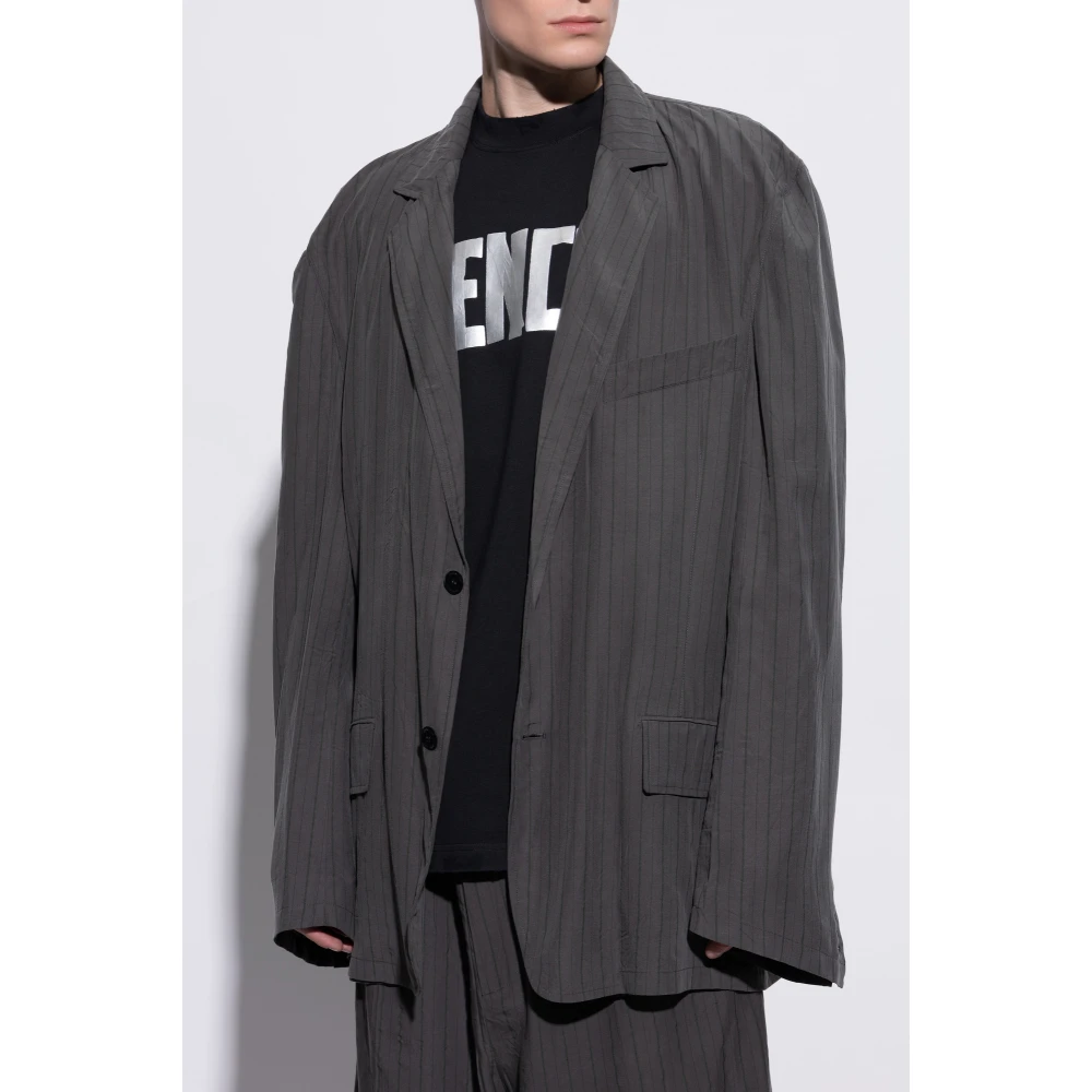 Balenciaga Nauwsluitende blazer met krijtstreep Gray Heren