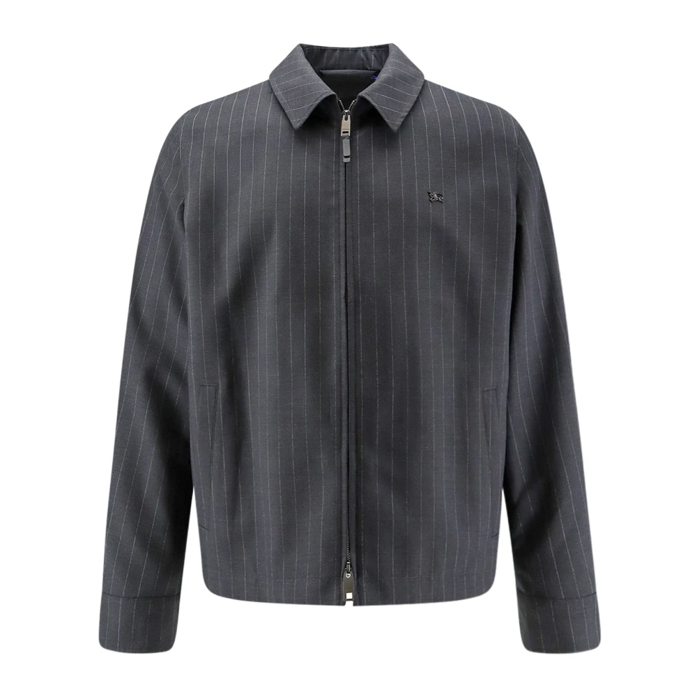 Burberry Gray Pinstripe Zip Jacket - Male - Light Jackets - L - Jackets