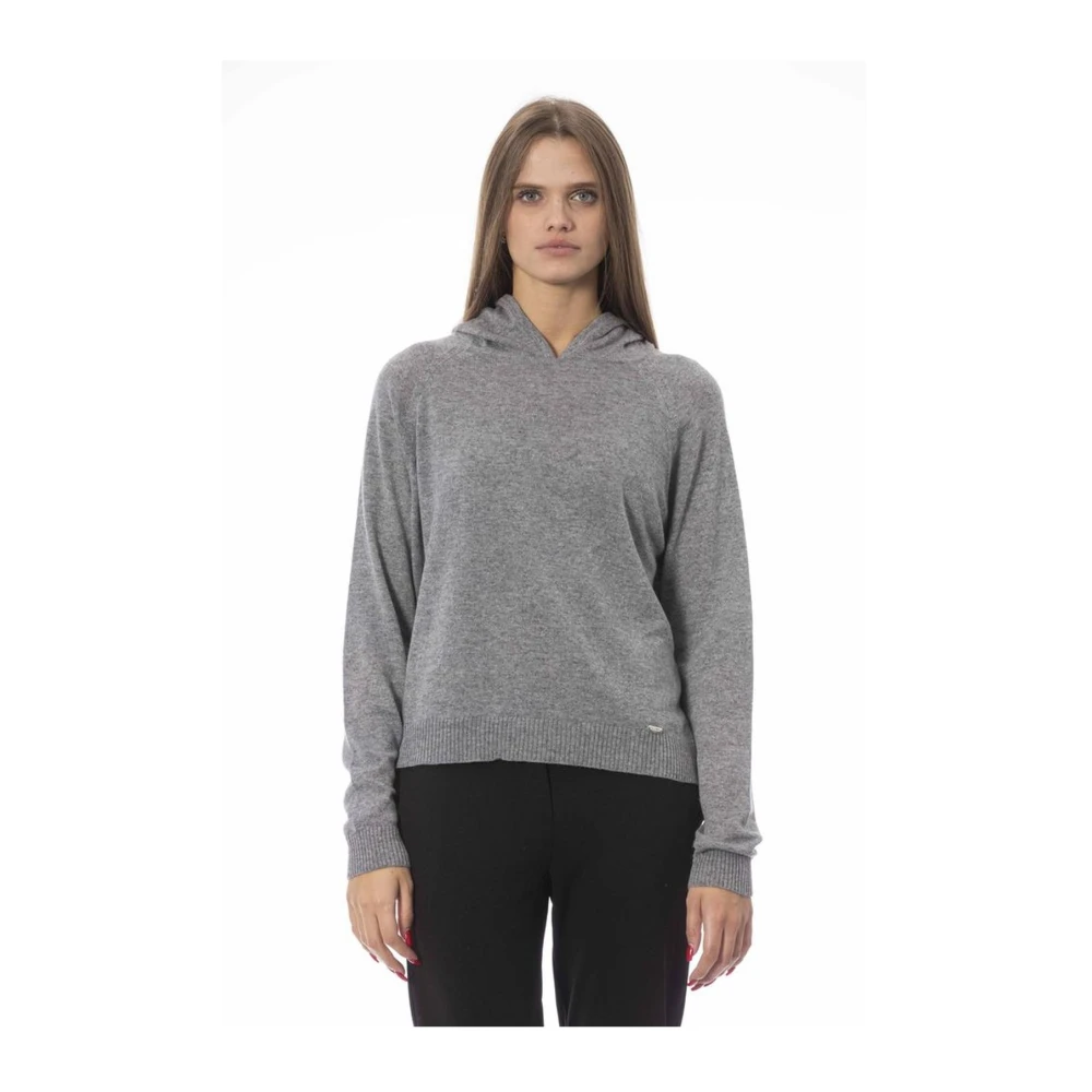 Baldinini Luxe Ribgebreide Sweater met Capuchon Gray Dames
