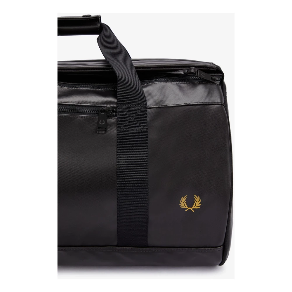Fred Perry Barrel Bag Rugzak Laurel Borduurwerk Zwart Black Heren