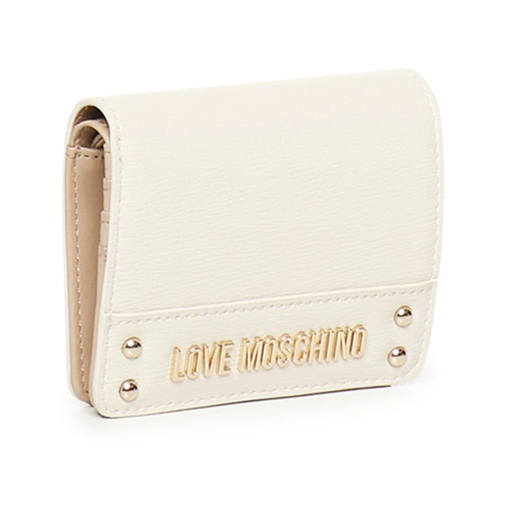 Love Moschino Witte Portemonnee met Gouden Logo White Dames
