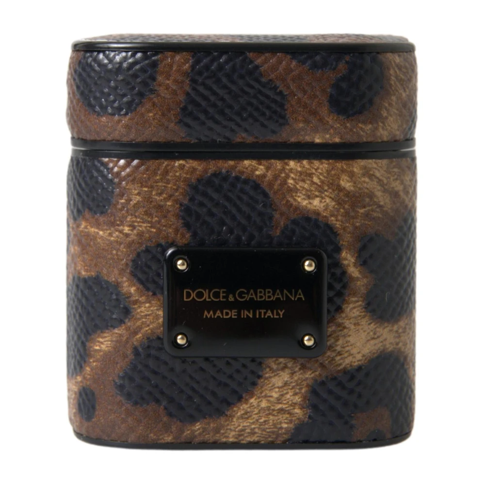 Dolce & Gabbana Women's Brown Headphones, One Size, Airpod Case Leopard Print