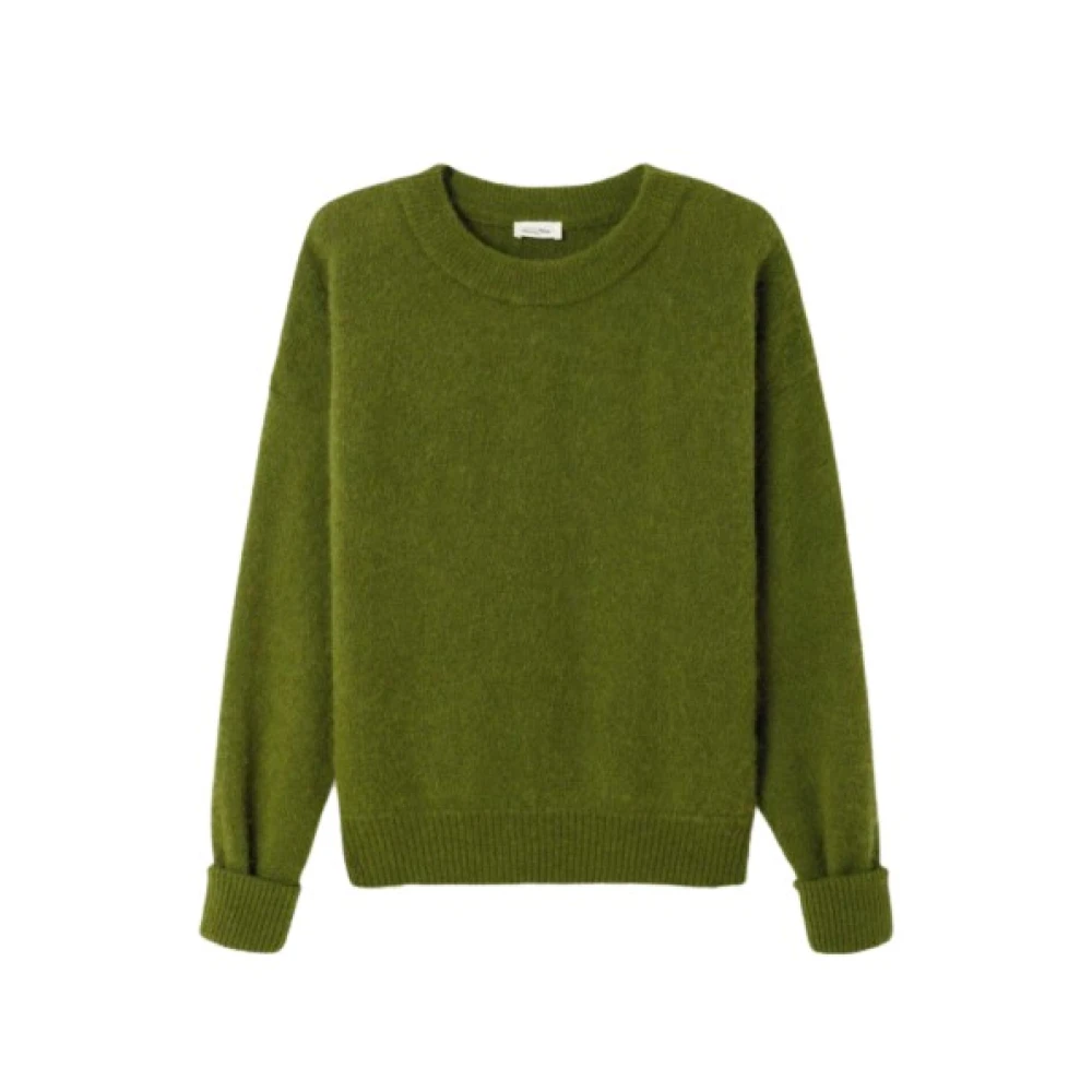 American Vintage Women's Green Round-Neck Knitwear, M/L, Vitow Jumper