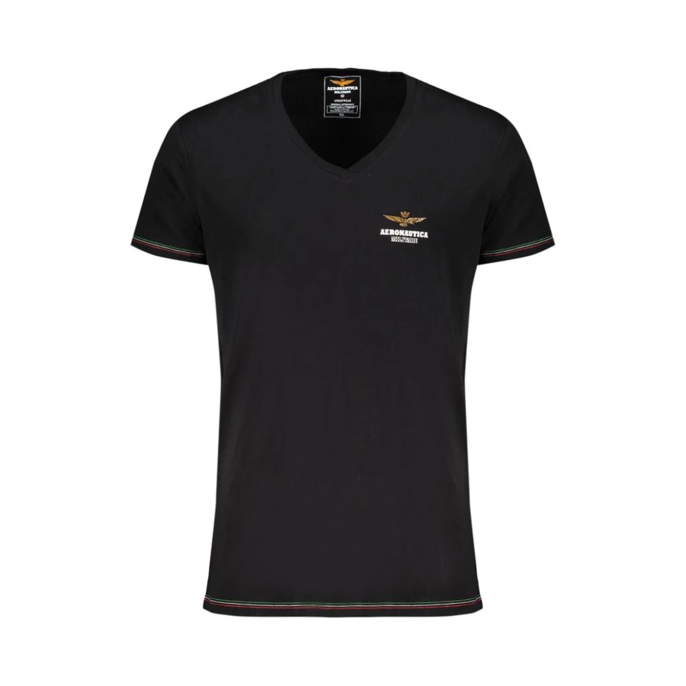 aeronautica militare Zwarte Katoenen Buitenshirt met Print Black Heren