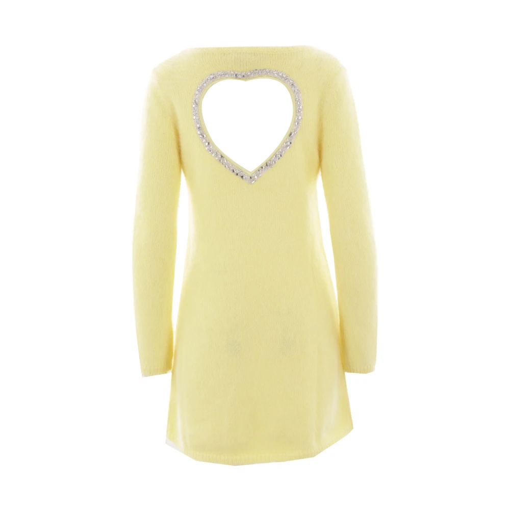 Blumarine Hart Uitgesneden Gebreide Jurk Yellow Dames