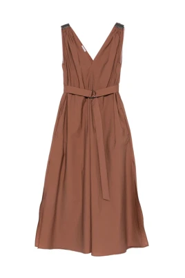 Beaded Shoulder Strap V-Neck Dress