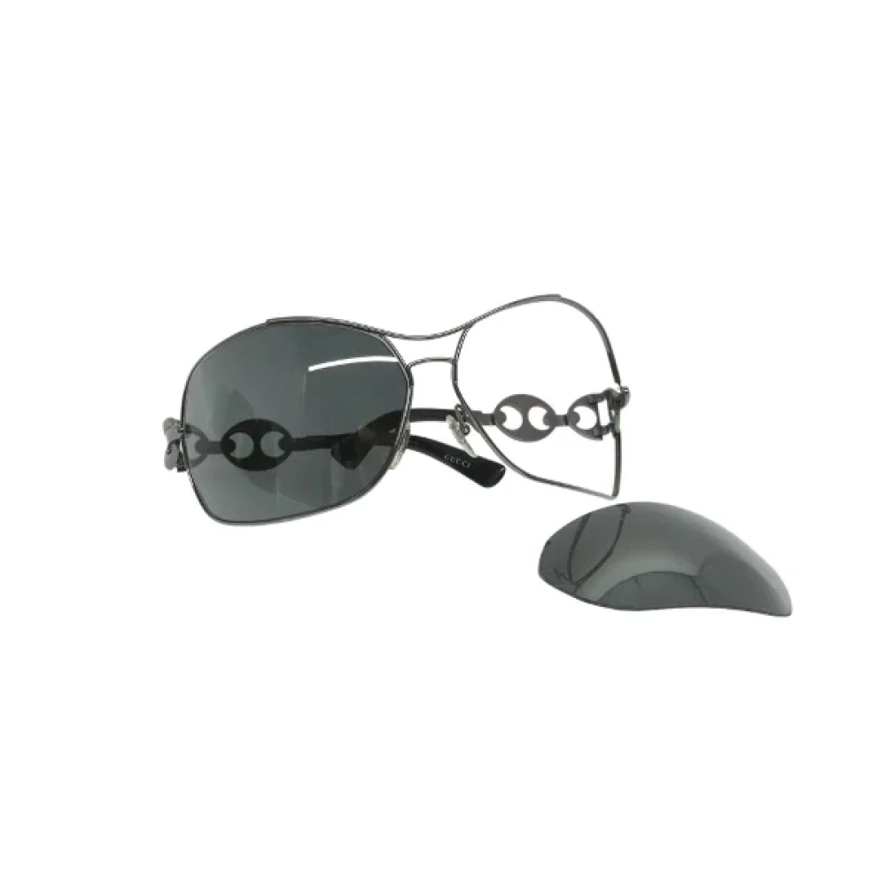 Gucci Vintage Pre-owned Metal sunglasses Black Dames