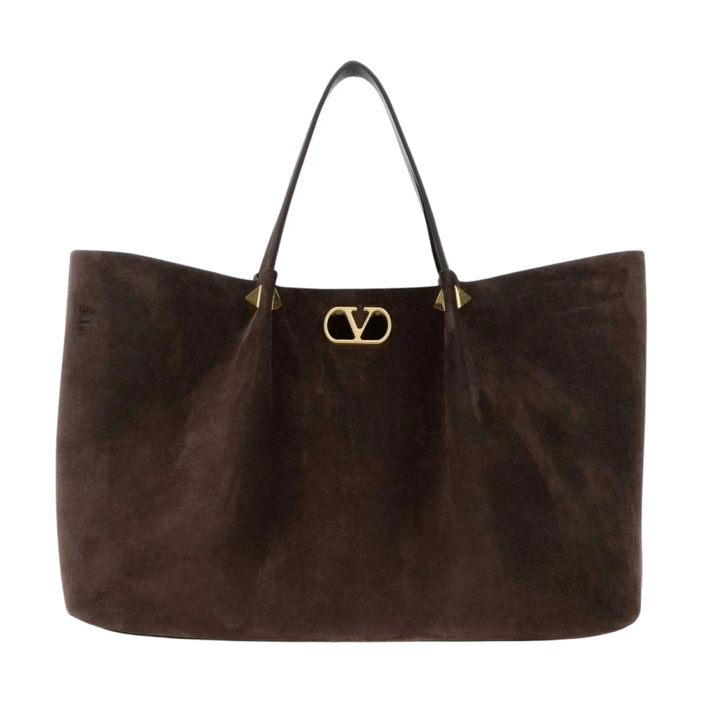 Valentino Garavani Large Shopping Bag In Soft Suede - Female - Shopping Bags - Brown - One Size - Bags