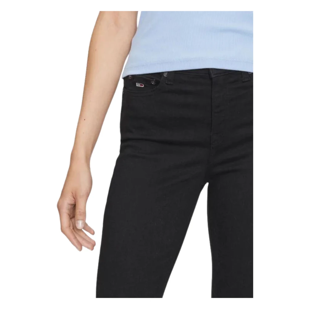 Tommy Hilfiger Zwarte Tapered Zip Jeans Black Dames